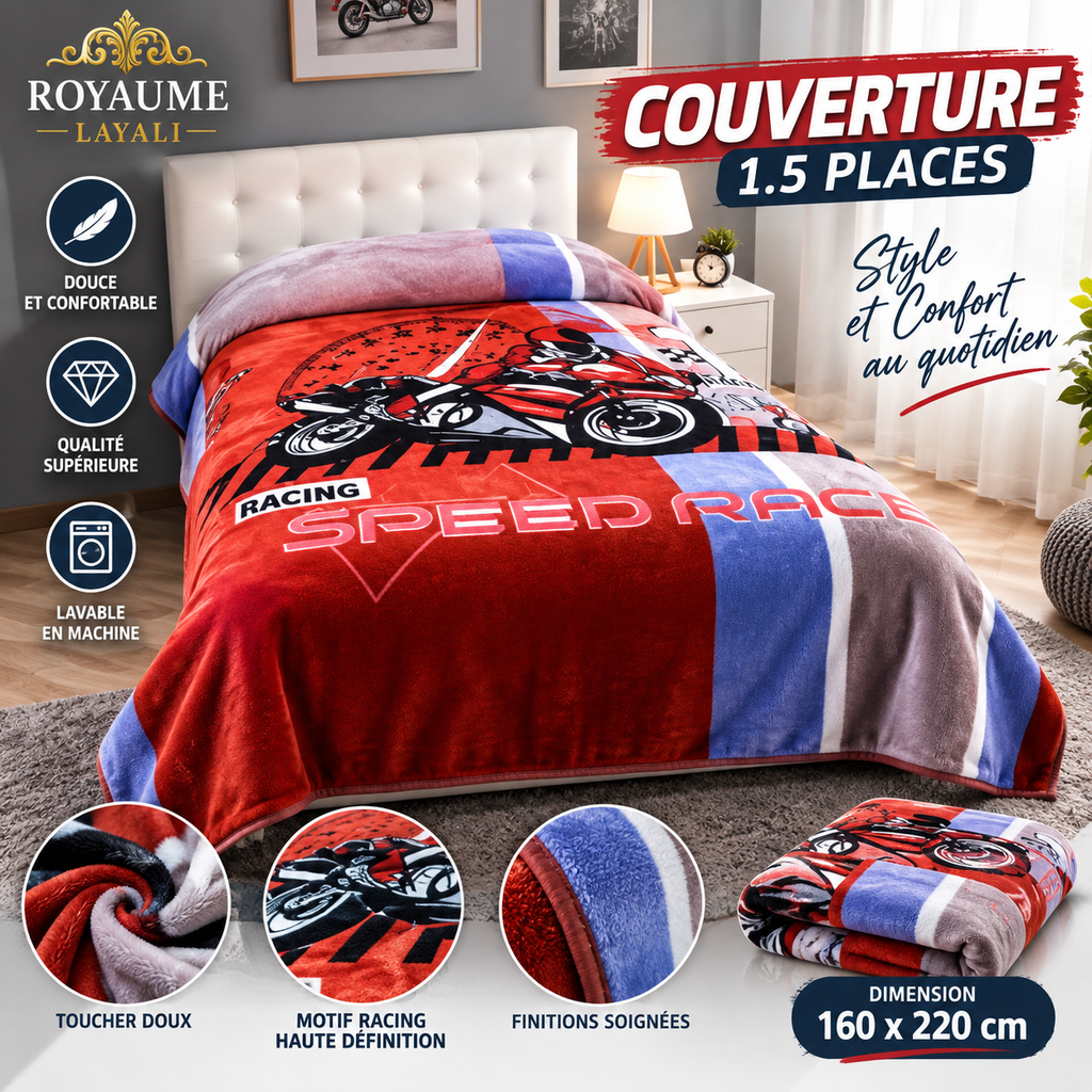 Couverture Enfant 1.5 Places 160x220 cm – Douceur & Design Moderne