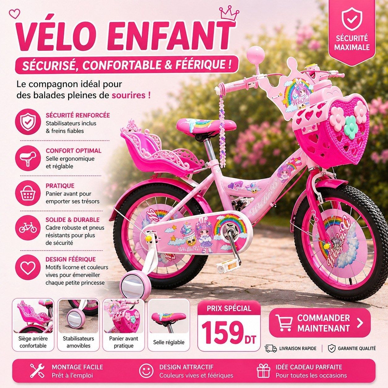 Vélo Enfant sécurité  confort - 2 Ans / 6 Ans