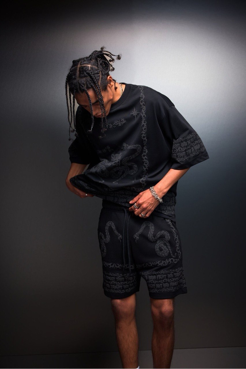 Ensemble Streetwear Dragon Noir T-shirt Short Vue 1