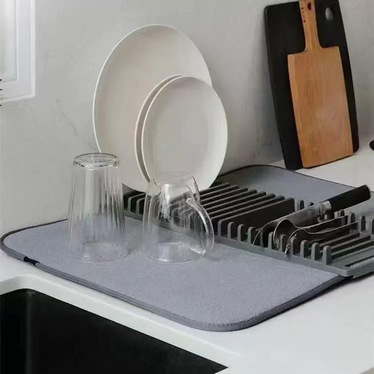 🍽️ Égouttoir Pliable avec Tapis Microfibre