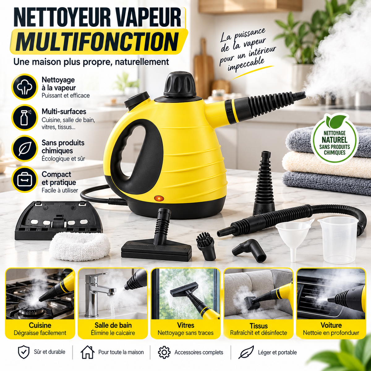 Nettoyeur Vapeur à Main Multi-Fonctions
