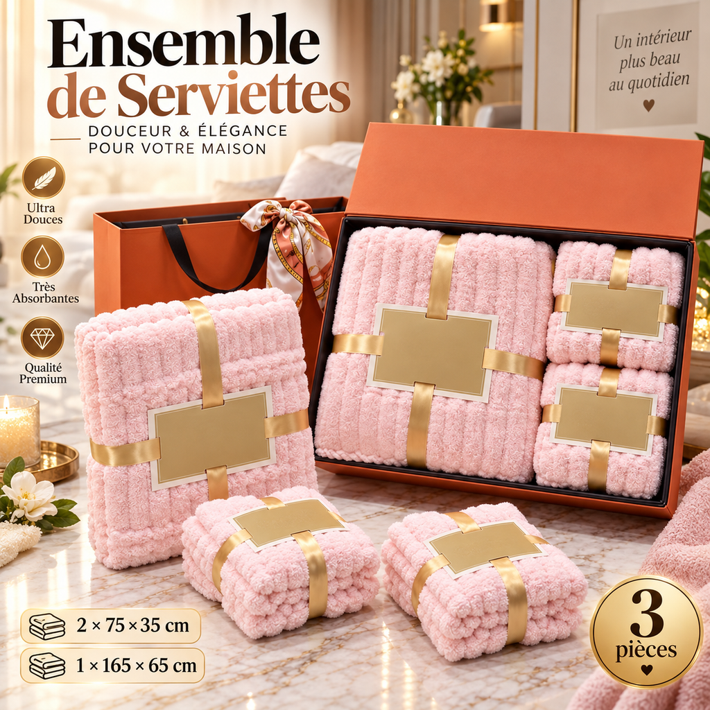Ensemble de Serviettes de Bain Luxe 3 pièces — Gris
