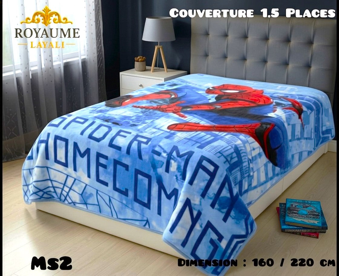 Couverture Enfant Moto Queen MS4 Bleu Marine 160x220 cm