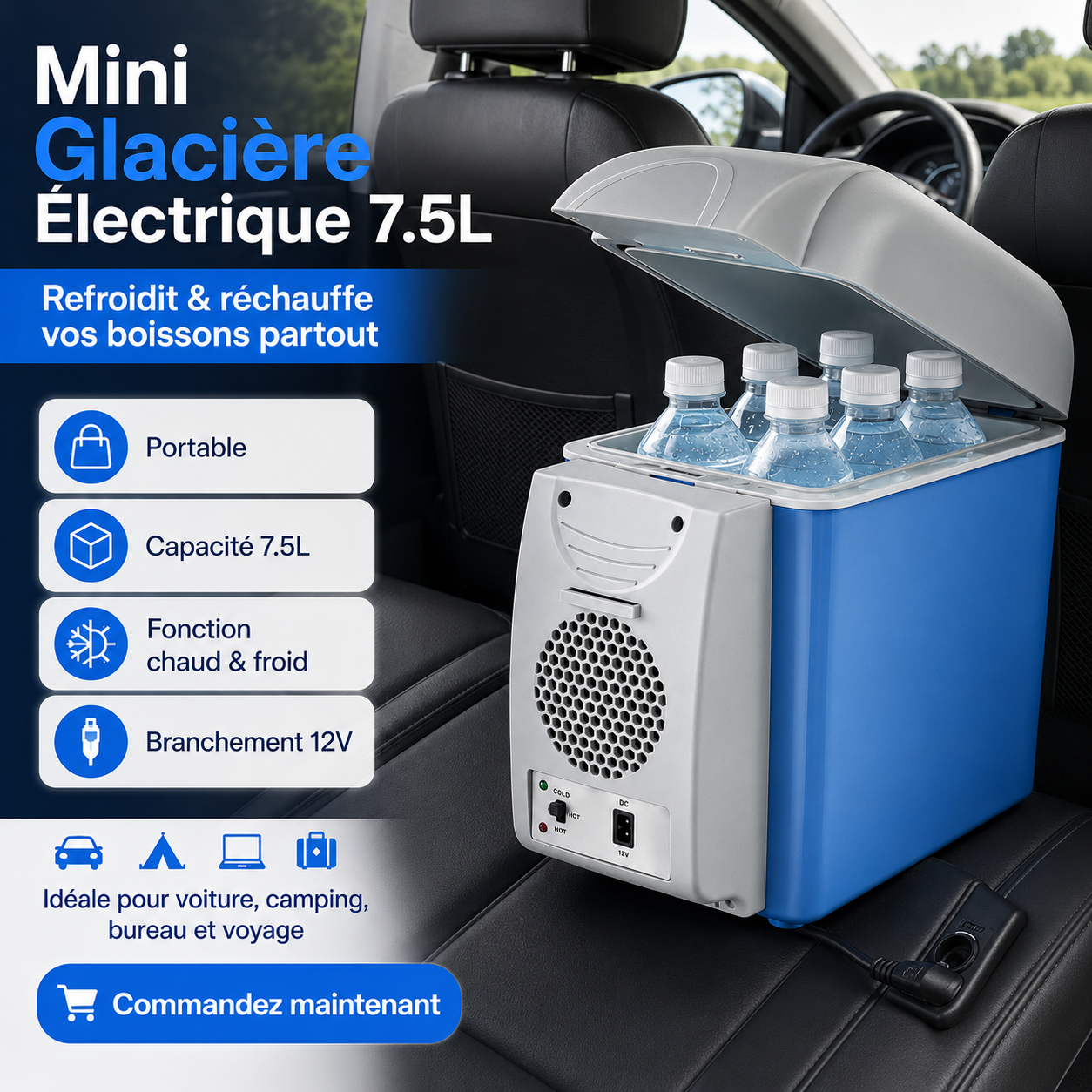 Mini Glacière Électrique 7.5L – Chaud & Froid