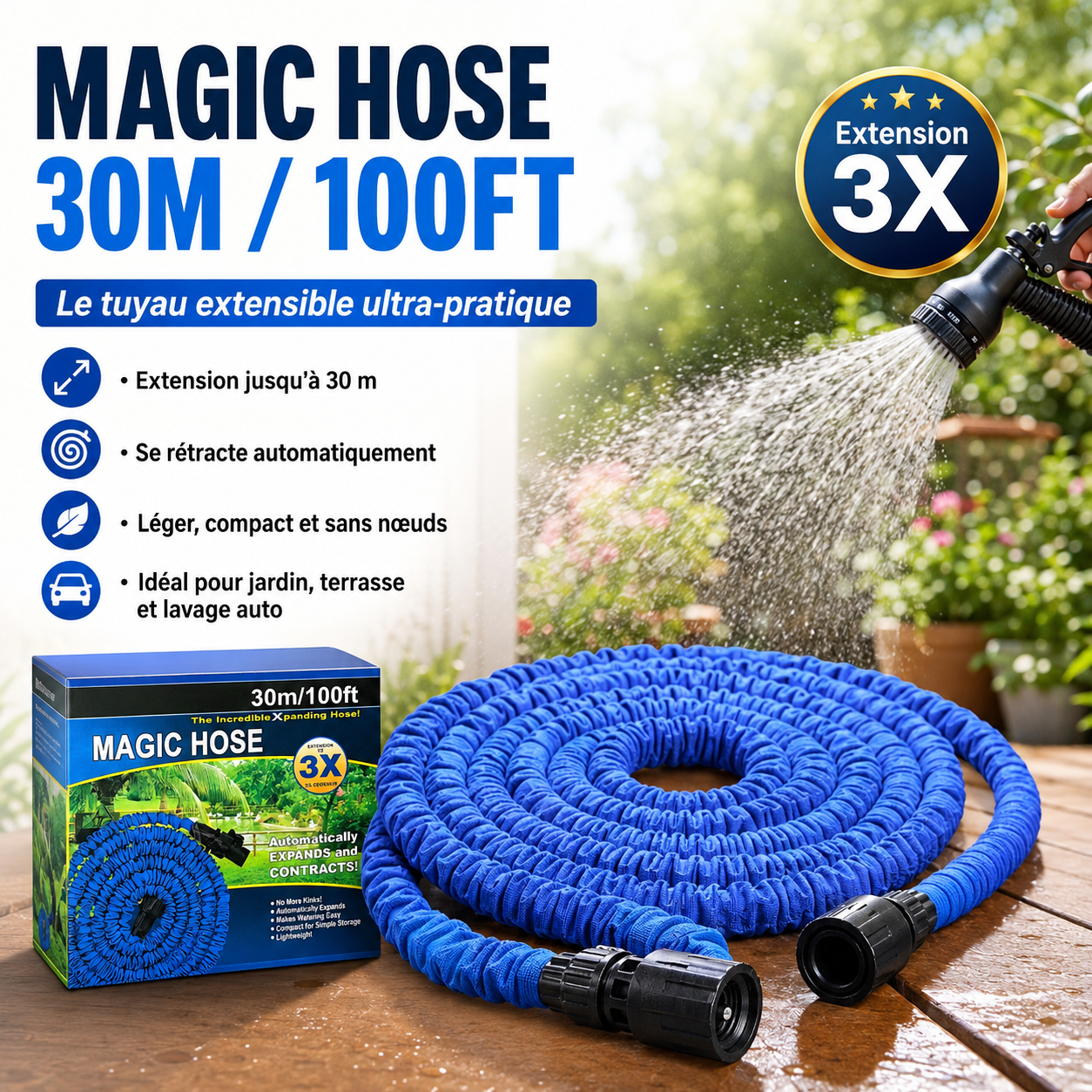Magic Hose 30M Tuyau Extensible Ultra-Pratique
