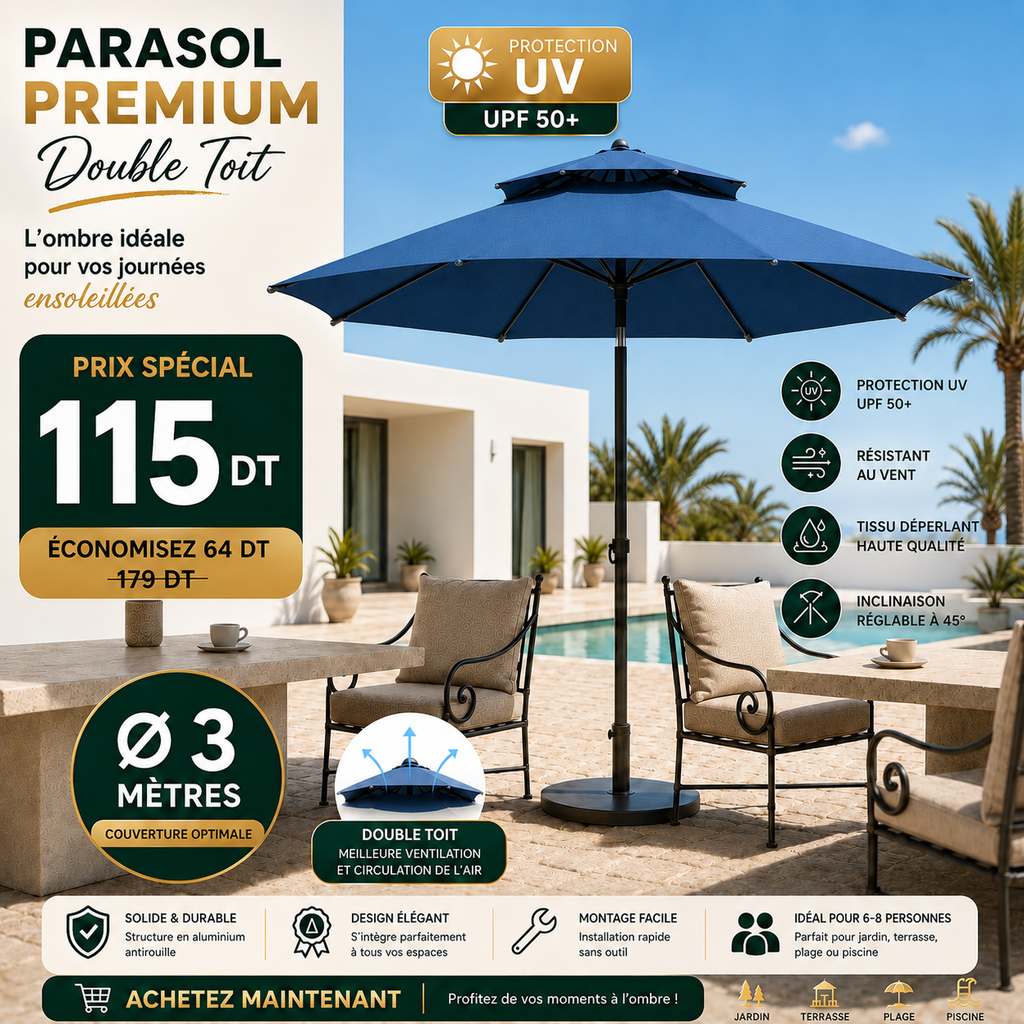 Parasol Patio Premium UPF 50+ 3m/3m