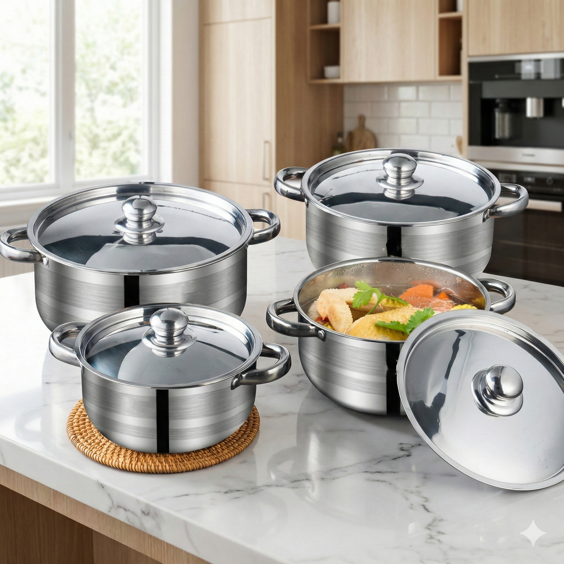 🍲 Set 4  Marmites Inox ✨