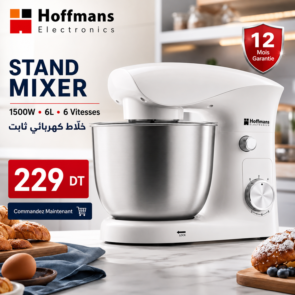 🔥 Nouveau Arrivage – Robot Pâtissier Hoffmans 6L