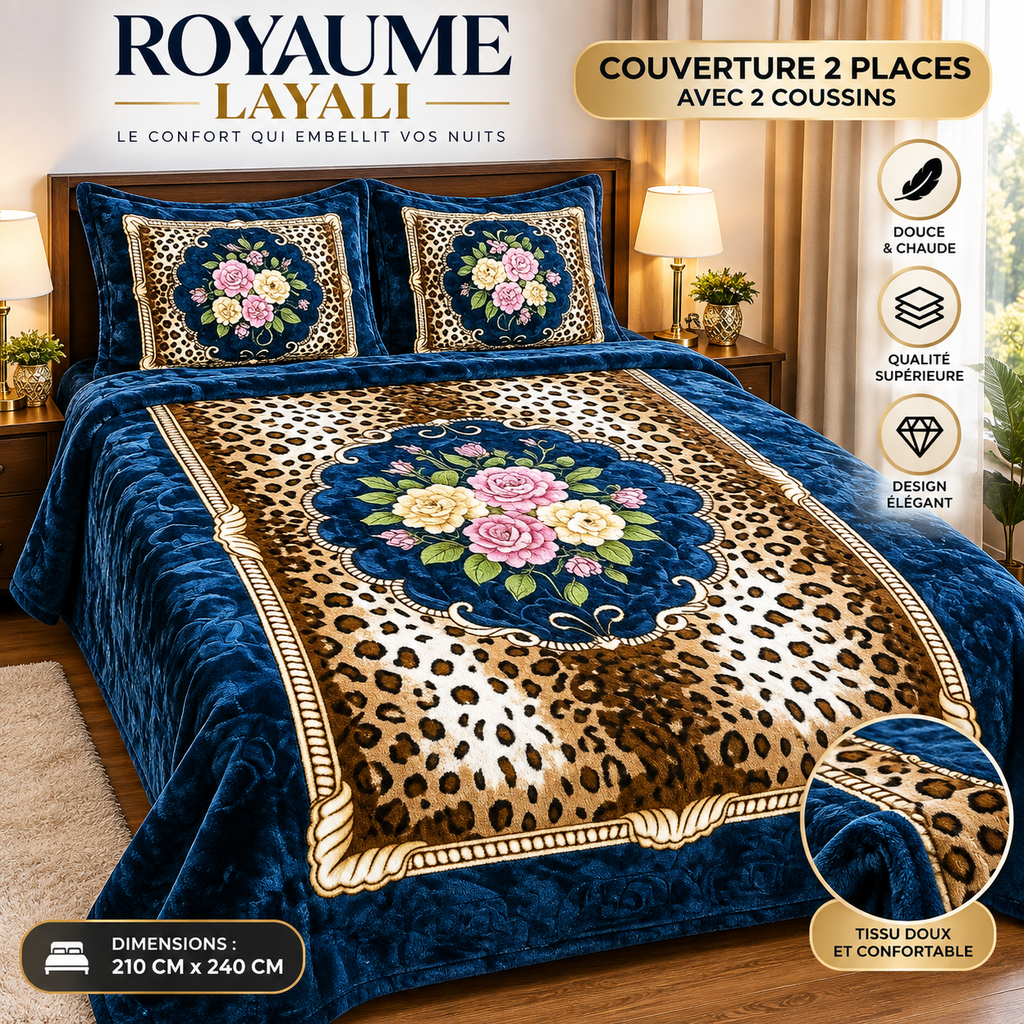 🛏️ Couverture Luxe  4kg + 2 Coussins