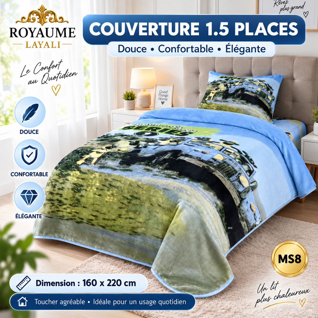 Couverture Enfant Stitch Disney Bleu Ciel 160x220 cm