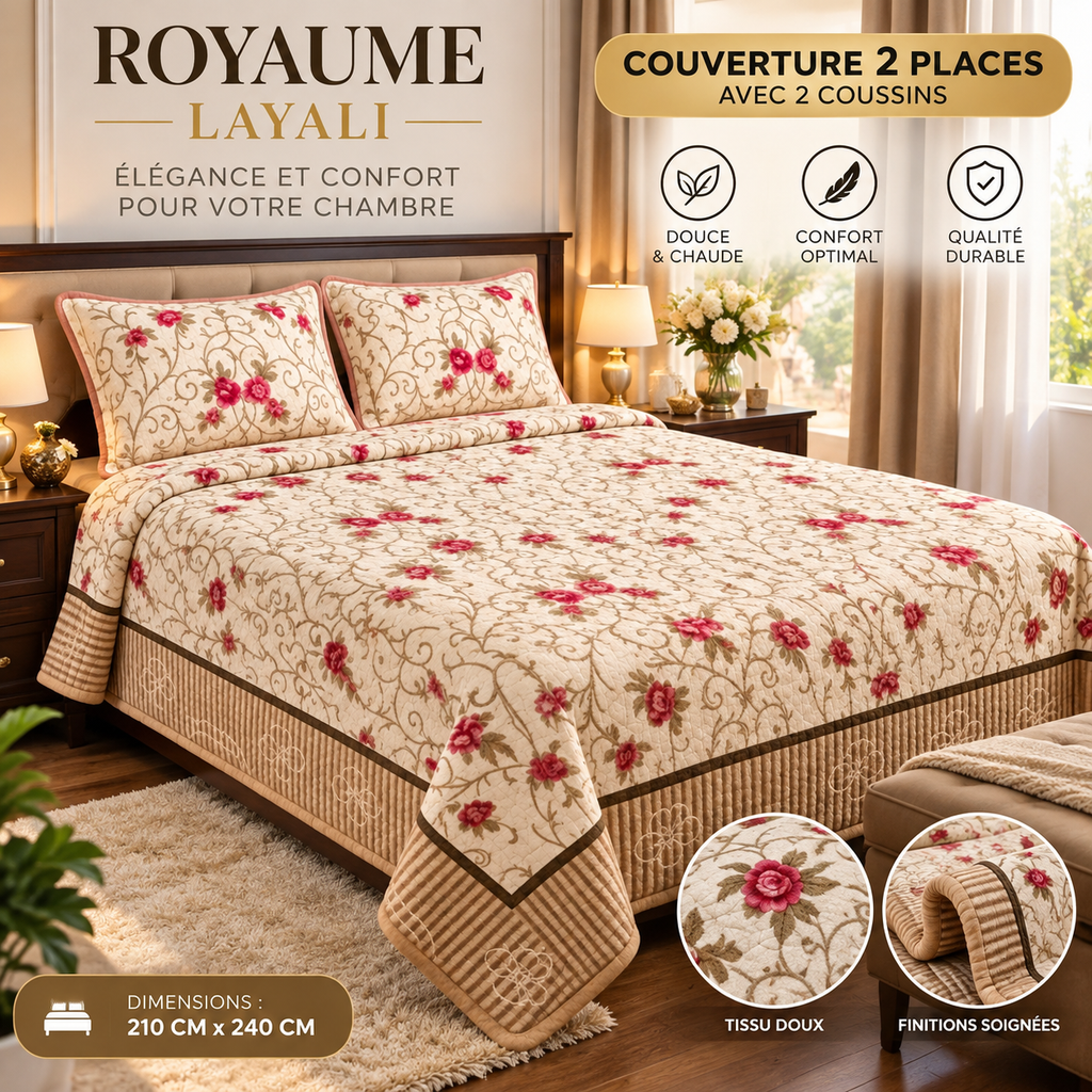 🛏️ Couverture Luxe  4kg + 2 Coussins