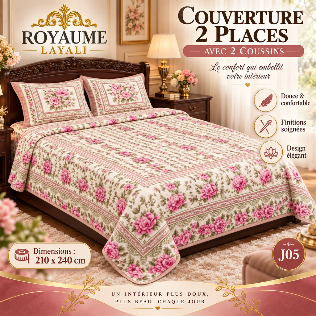 🛏️ Couverture Luxe  4kg + 2 Coussins