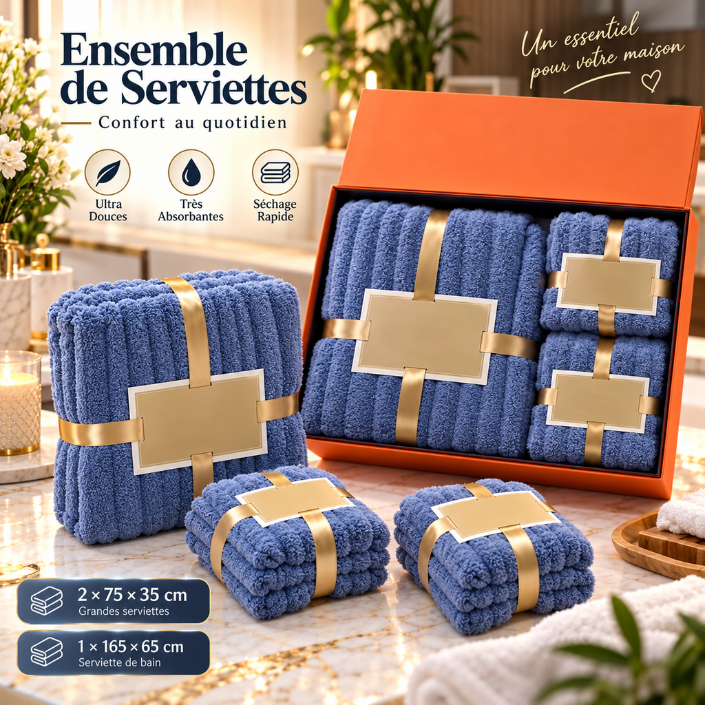 Ensemble de Serviettes de Bain Luxe 3 pièces — Rose