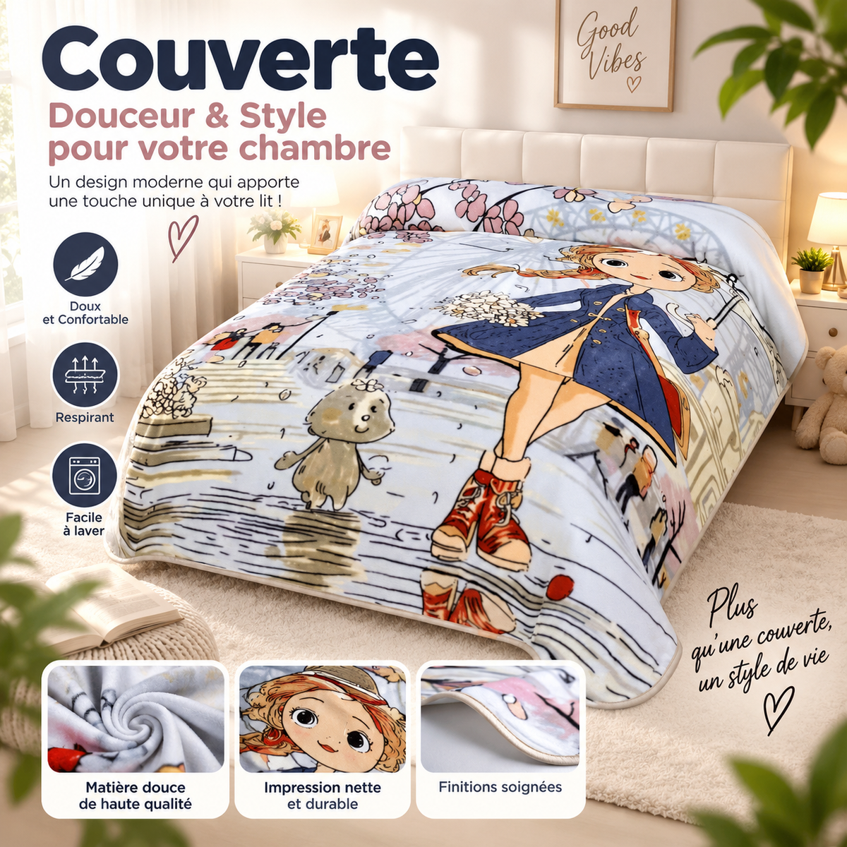 Couverture Enfant 1.5 Places 160x220 cm – Douceur & Design Moderne
