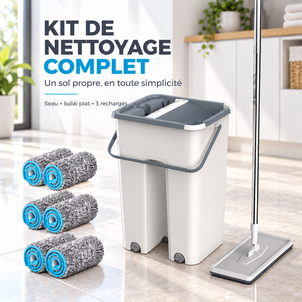 Balai serpillière plat Elefan Otto avec seau double compartiment