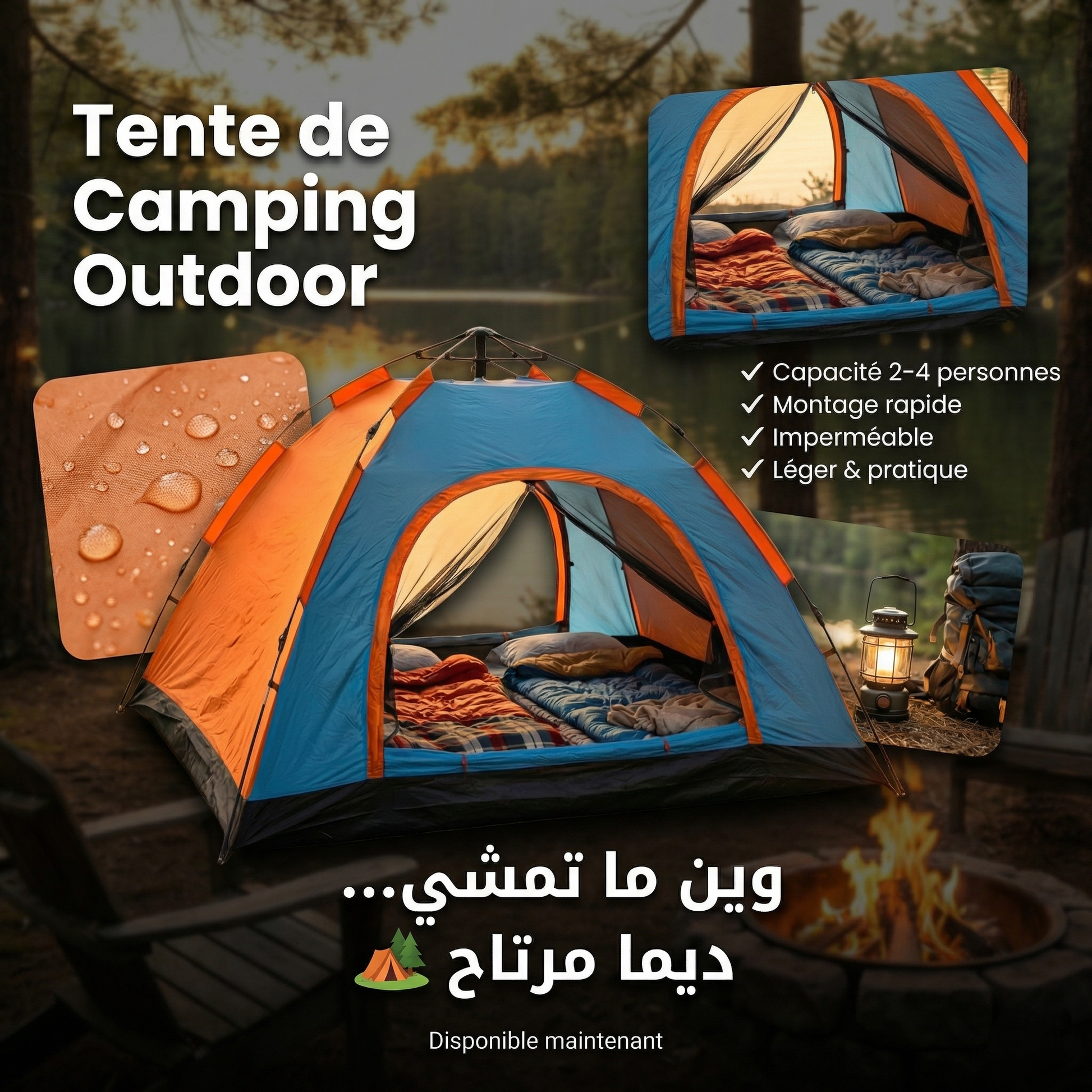 Tente Automatique de Camping 3/4/6/8  Personnes