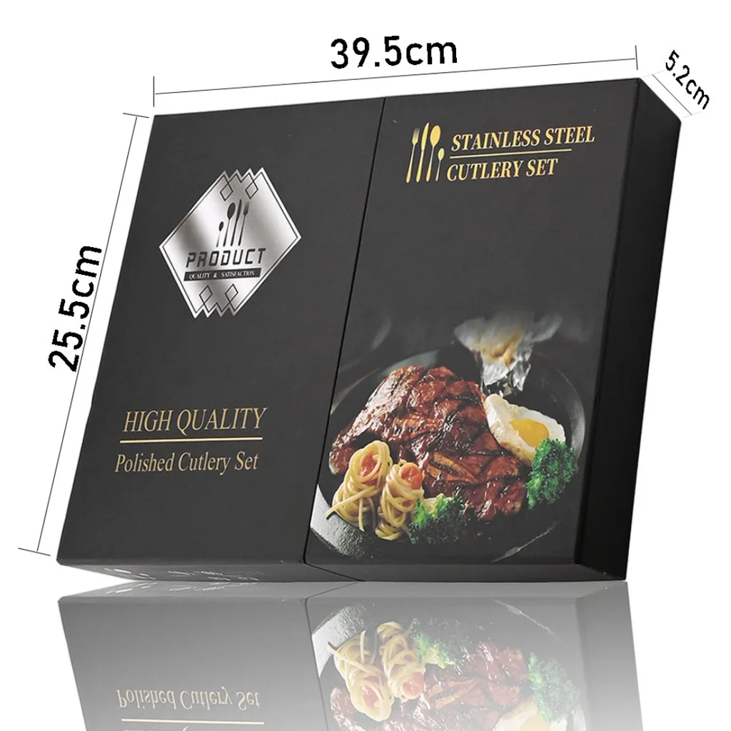 Coffret de Couverts en Acier Inoxydable Doré – 24 Pièces
