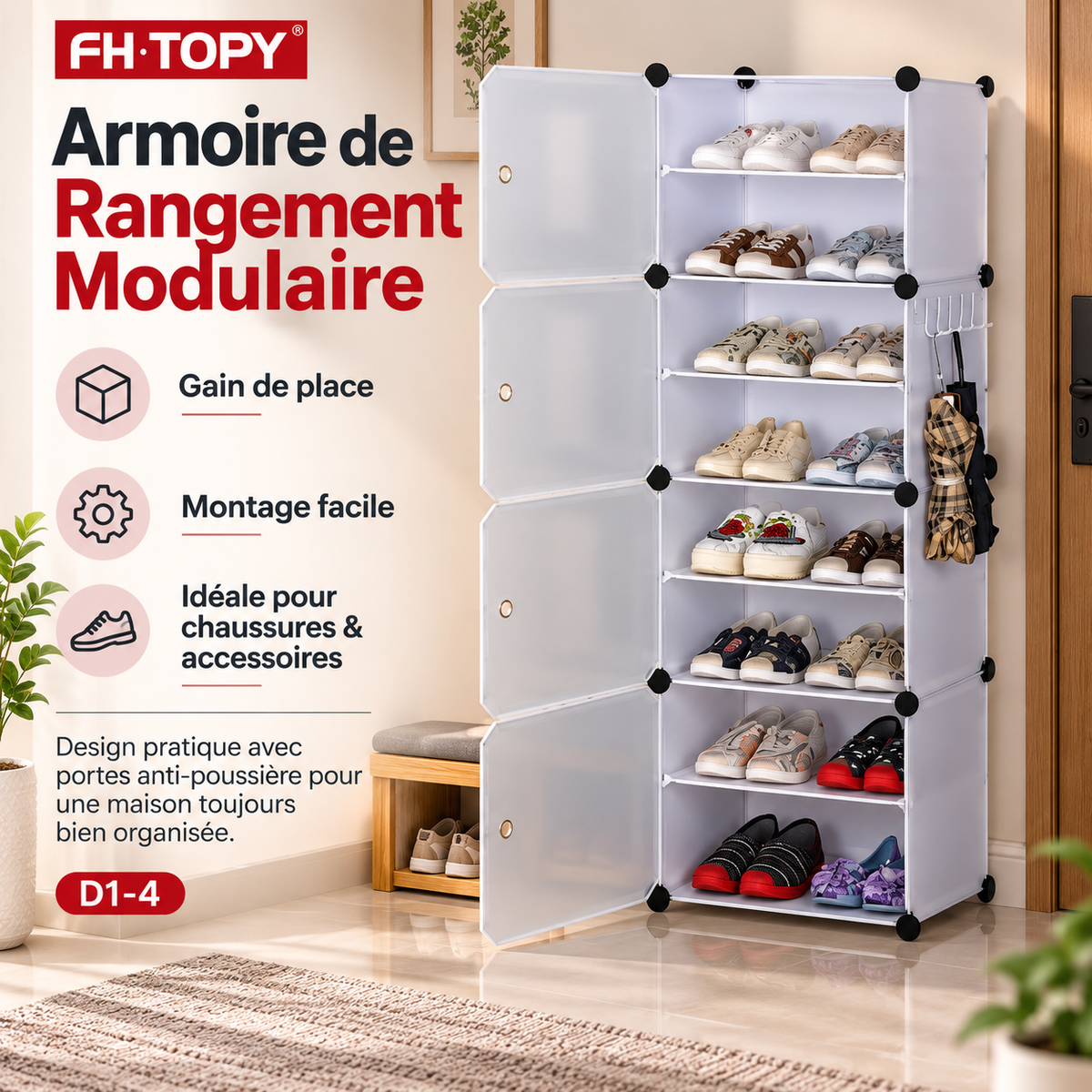 Armoire de Rangement Modulaire FH·TOPY D1-4 — Blanc